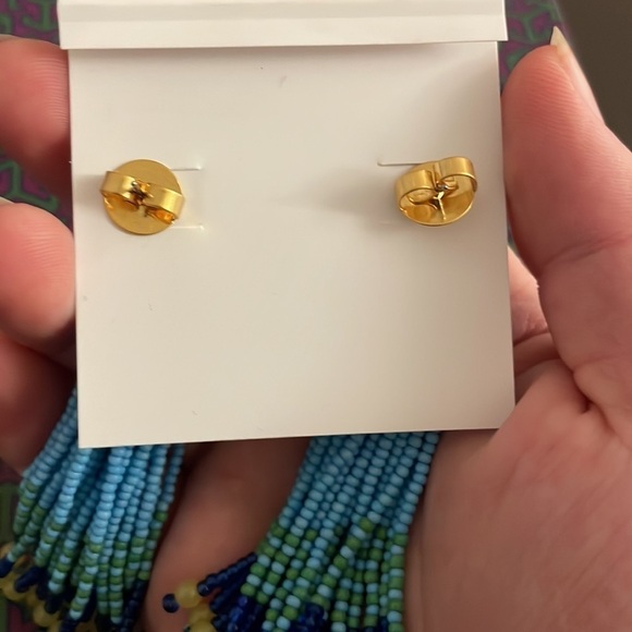 TORY BURCH ROXANNE BEADED TASSEL EARRING BLUE/YELLOW BEADS NEW WITH PACKAGE - Picture 5 of 5